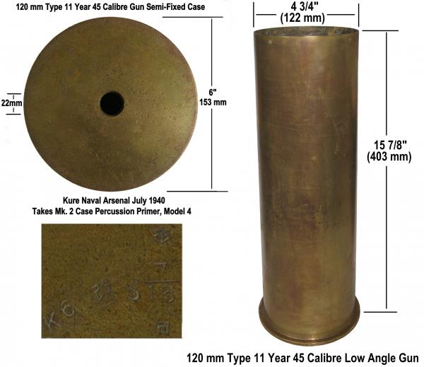 Japanese Navy 120 Mm Case For The Type 11 Year 45 Calibre Low Angle Gun