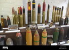 artillery-shells-at-chapel-bay-fort-museum-at-angle-pembrokeshire-wales-uk-PK3K01.jpg