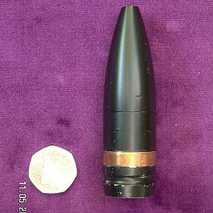 30 MM ADEN aircraft revolver gun round Armour Piercing (AP) with Tungsten core.