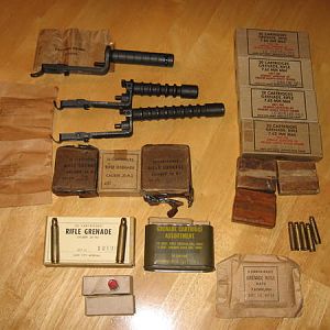 M7, M7A2, M7A3 Launchers, grenade cartridges, booster cartridges spair launcher springs M6 .30 carbi