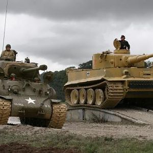 Tiger I And Sherman M4A3E8 At Bovington