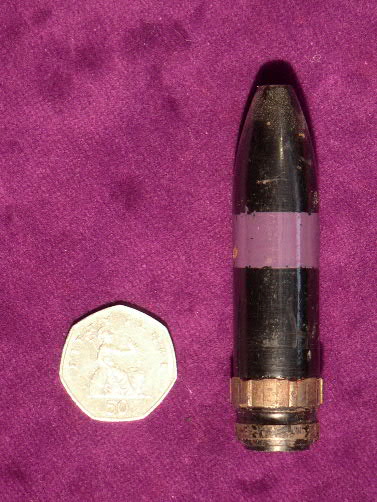 20 MM Hispano with experimental driving band.