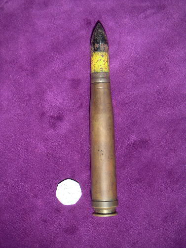20 MM Solathurn Armour Piercing High Explosive (APHE).
German wartime waffen stamped.