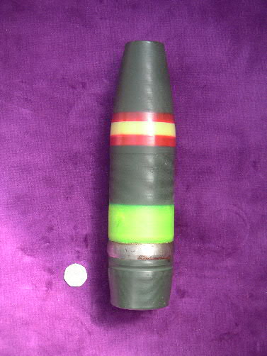 What I believe to be a 75mm KWK40 High explosive projectile wartime stamped and whilst the paintwork